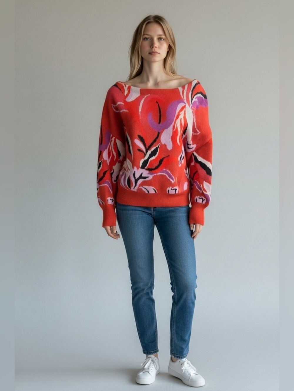 Maeve Anthropologie Sweater Petite Small Petite Floral Jacquard Knit Boatneck